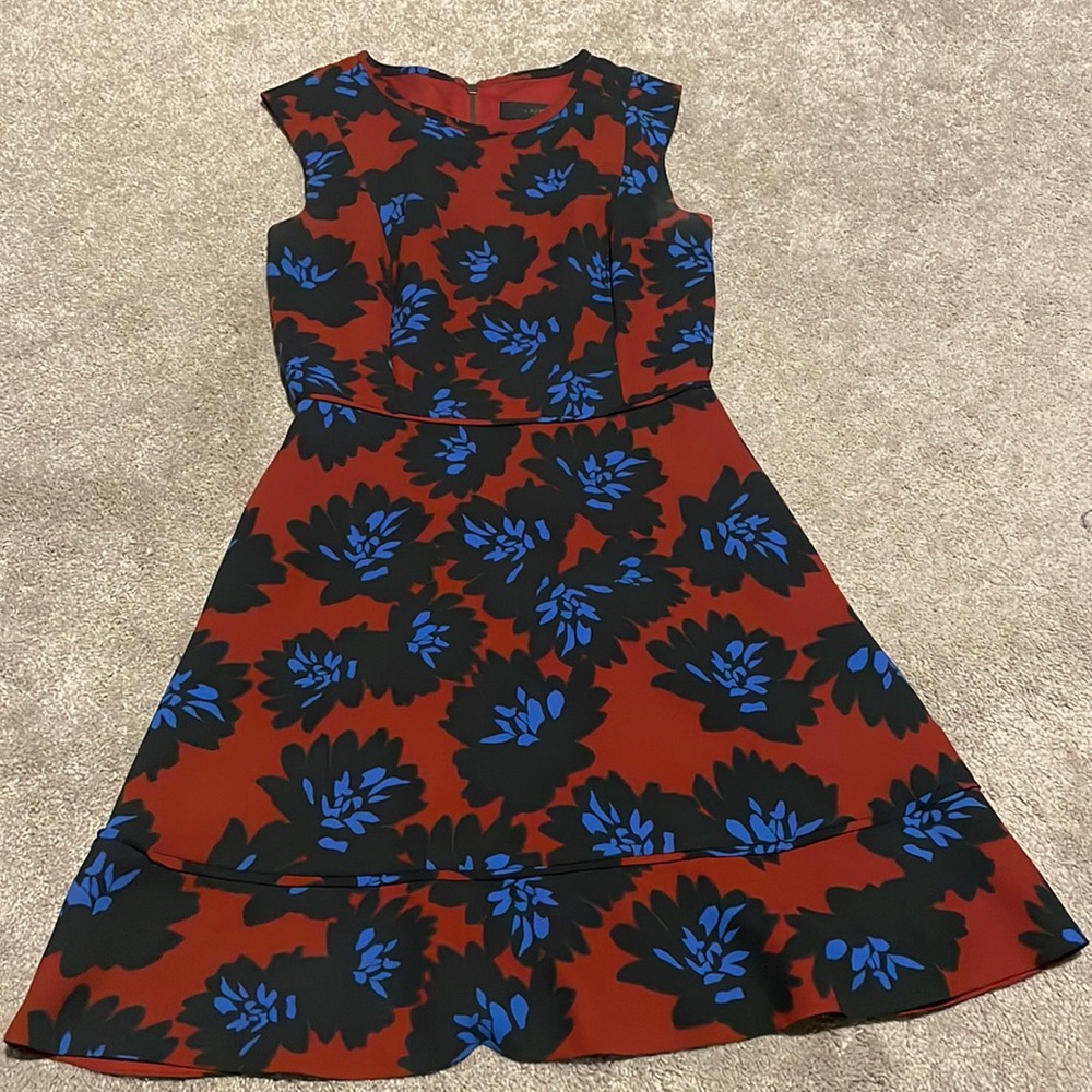 JCrew maroon and blue floral dress